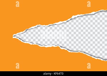 Vector illustration of torn orange paper with transparent background isolated on white background suitable for text insertion Stock Vector