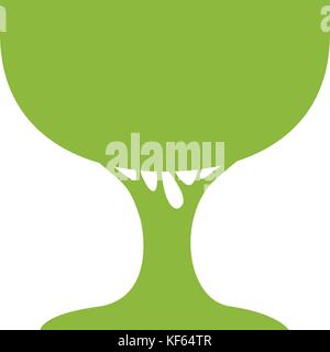 Vector illustration of green tree icon with space for your text isolated on white background Stock Vector