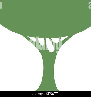 A vector green silhouette of a tree suitable for the infographic logo or your text Stock Vector