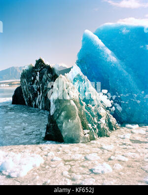 USA, Alaska, Colony Glacier in Chugach State Park in the Chugach Mountains (B&W) Stock Photo