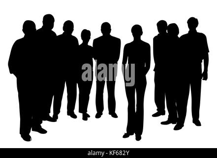 Young woman standing in front of people group Stock Vector