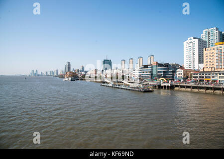 the Yalu River of Dandong,Liaoning Province,China Stock Photo