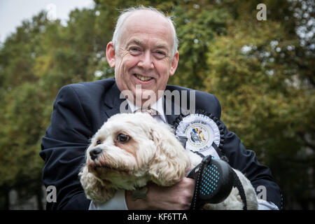 London, UK. 26th Oct, 2017. Wayne David Labour MP with his pet Spaniel Alice at the 25th Annual Westminster Dog of the Year. Credit: Guy Corbishley/Alamy Live News Stock Photo