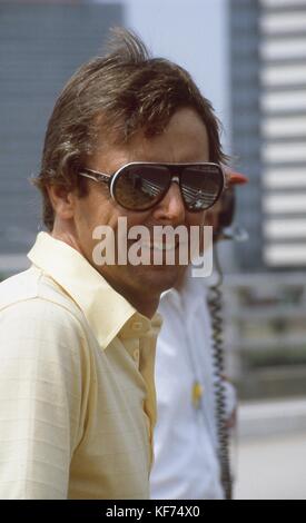 Rick Mears driver for Penske racing at the Meadowlands Indy Car race taking in the practice session. Stock Photo