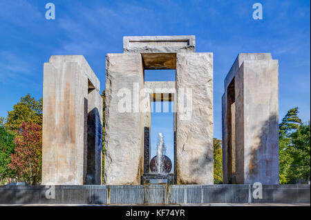 NOTRE DAME, IN/USA - OCTOBER 19, 2017:  War Memorial Fountain on the campus of Notre Dame University. Stock Photo