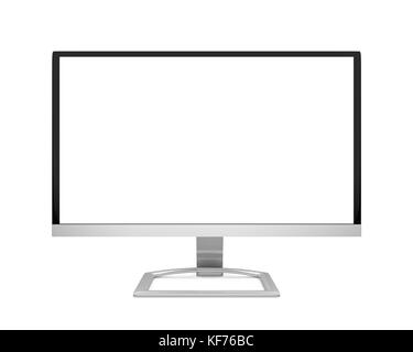 Computer Monitor with Blank White Screen Isolated Stock Photo