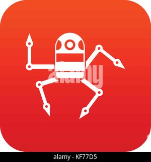 Spider robot icon digital red Stock Vector