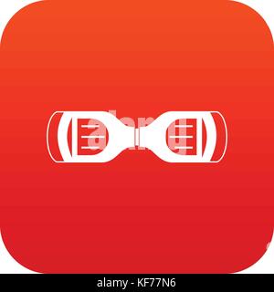 Hoverboard gyro pod top view icon digital red Stock Vector