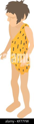 neanderthal icon, isometric style Stock Vector