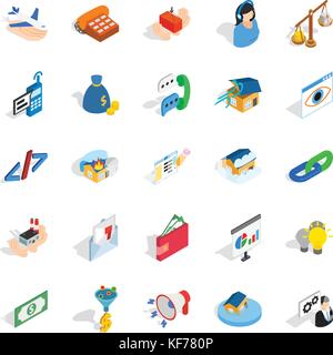 Calling icons set, isometric style Stock Vector