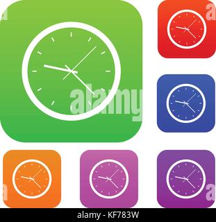 Wall clock set color collection Stock Vector