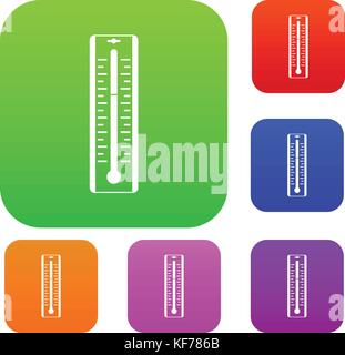 Thermometer with degrees set color collection Stock Vector