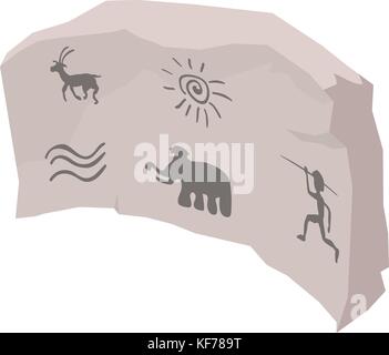 Cave painting icon, isometric style Stock Vector