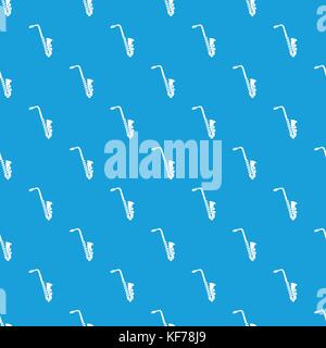 Saxophone pattern seamless blue Stock Vector