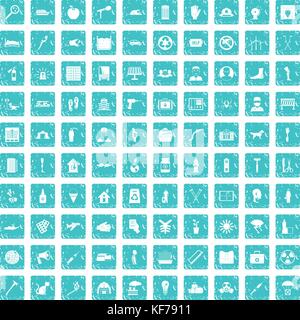 100 help icons set grunge blue Stock Vector