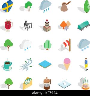 Sweden icons set, isometric style Stock Vector