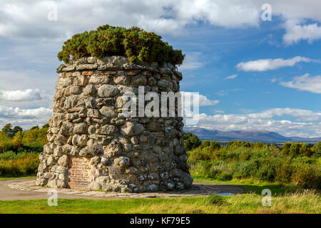 The memorial cairn at the centre of the Culloden Battlesite site near Inverness, Scotland, UK Stock Photo