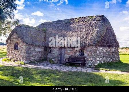 The Old Leanach thatched cottage at the Culloden Battlesite site near Inverness, Scotland, UK Stock Photo