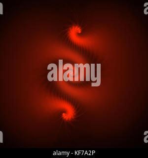 Fractal illustration of a red spiral with two dragons Stock Photo