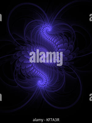 Fractal abstract illustration of a blue spiral on a black background Stock Photo