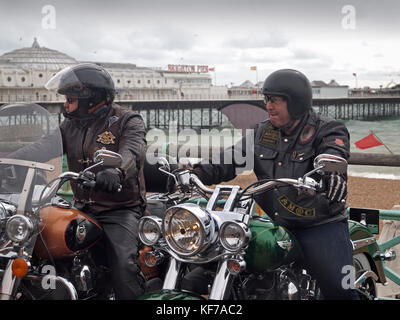 Two bikers down in Brighton for the day Stock Photo