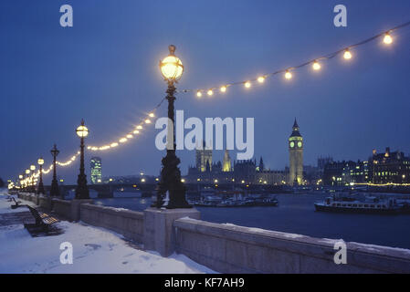 Snowfall at The Palace of Westminster, London, England, UK Stock Photo