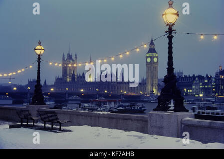 Snowfall at The Palace of Westminster, London, England, UK Stock Photo