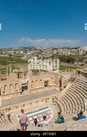 Ruins of the North Theatre of the ancient city of Jerash, Jordan. Stock Photo