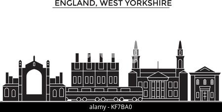 England, West Yorkshire architecture vector city skyline, travel cityscape with landmarks, buildings, isolated sights on background Stock Vector