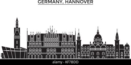 Germany, Hannover architecture vector city skyline, travel cityscape with landmarks, buildings, isolated sights on background Stock Vector