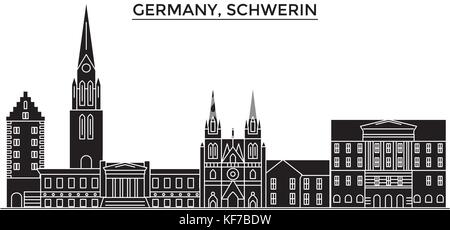 Germany, Schwerin architecture vector city skyline, travel cityscape with landmarks, buildings, isolated sights on background Stock Vector