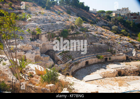 Second century AD Roman Amphitheatre in Cagliari (Calaris), Sardinia, Italy Stock Photo