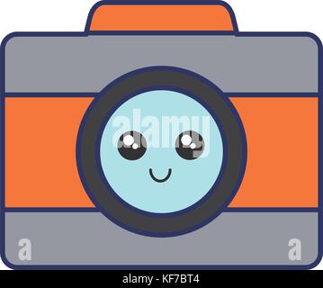 kawaii camera icon over white background vector illustration Stock Vector