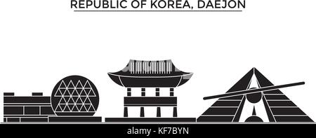 Republic Of Korea, Daejon architecture vector city skyline, travel cityscape with landmarks, buildings, isolated sights on background Stock Vector