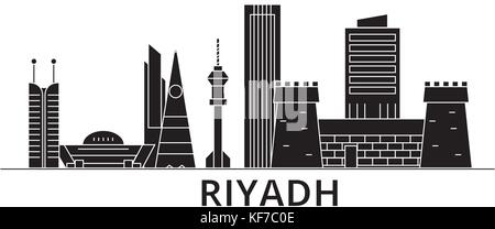 Riyadh architecture vector city skyline, travel cityscape with landmarks, buildings, isolated sights on background Stock Vector