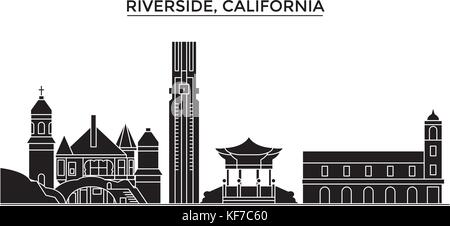 Usa, California , Riverside architecture vector city skyline, travel cityscape with landmarks, buildings, isolated sights on background Stock Vector