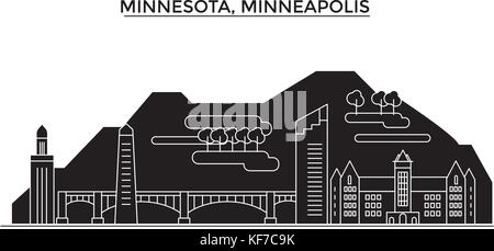Usa, Minnesota, Minneapolis architecture vector city skyline, travel cityscape with landmarks, buildings, isolated sights on background Stock Vector
