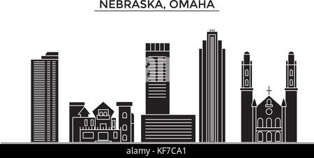 Usa, Nebraska, Omaha architecture vector city skyline, travel cityscape with landmarks, buildings, isolated sights on background Stock Vector