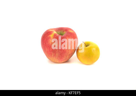 Yellow and red apples isolated on white with clipping path. Stock Photo