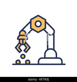 Mechanical Hand - vector line design single icon. Stock Vector