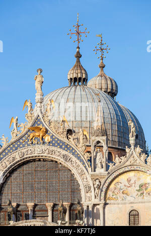 VENICE ITALY VENICE close up view of Domes Saint Mark's Basilica St Mark's Basilica Basilica di San Marco Piazza San Marco Venice Italy EU Europe Stock Photo