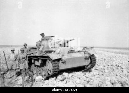 Destroyed Panzer III near Tobruk 1941 Stock Photo