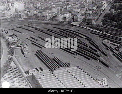 Jolimont Workshops and yard overhead Stock Photo