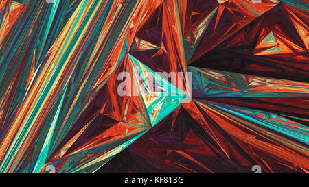 Colorful glowing triangles fractal, computer generated abstract background, 3D rendering Stock Photo