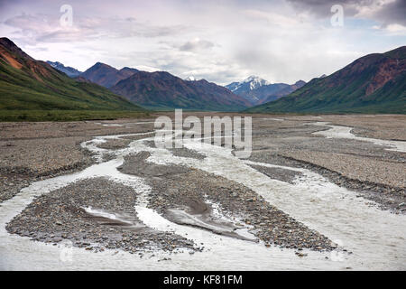 USA, Alaska, Denali, Denali National Park, the scenic Toklat River which can be seen during the wildlife viewing drive tour through the park Stock Photo