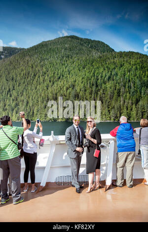 CANADA, Vancouver, British Columbia, passengers enjoy the views off the Holland America Cruise Ship, the Oosterdam, while it navigates the Seymour Nar Stock Photo