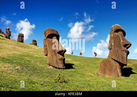 EASTER ISLAND, CHILE, Isla de Pascua, Rapa Nui, Rano Raraku is a volcanic crater on the lower slopes of Terevaka, it supplied nearly 95% of the island Stock Photo