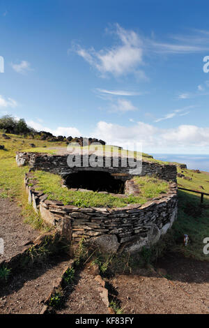 EASTER ISLAND, CHILE, Isla de Pascua, Rapa Nui, views from the hike up Rano Kau, an extinct volcano that forms the southwestern headland of Easter Isl Stock Photo