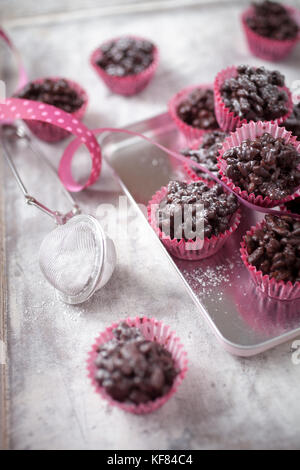 Rice crispies covered with milk chocolate Stock Photo