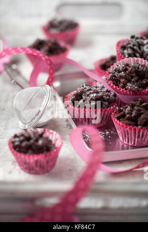 Rice crispies covered with milk chocolate Stock Photo